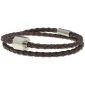 Heren as armband/assieraad gevlochten leer bruin & RVS ashouder