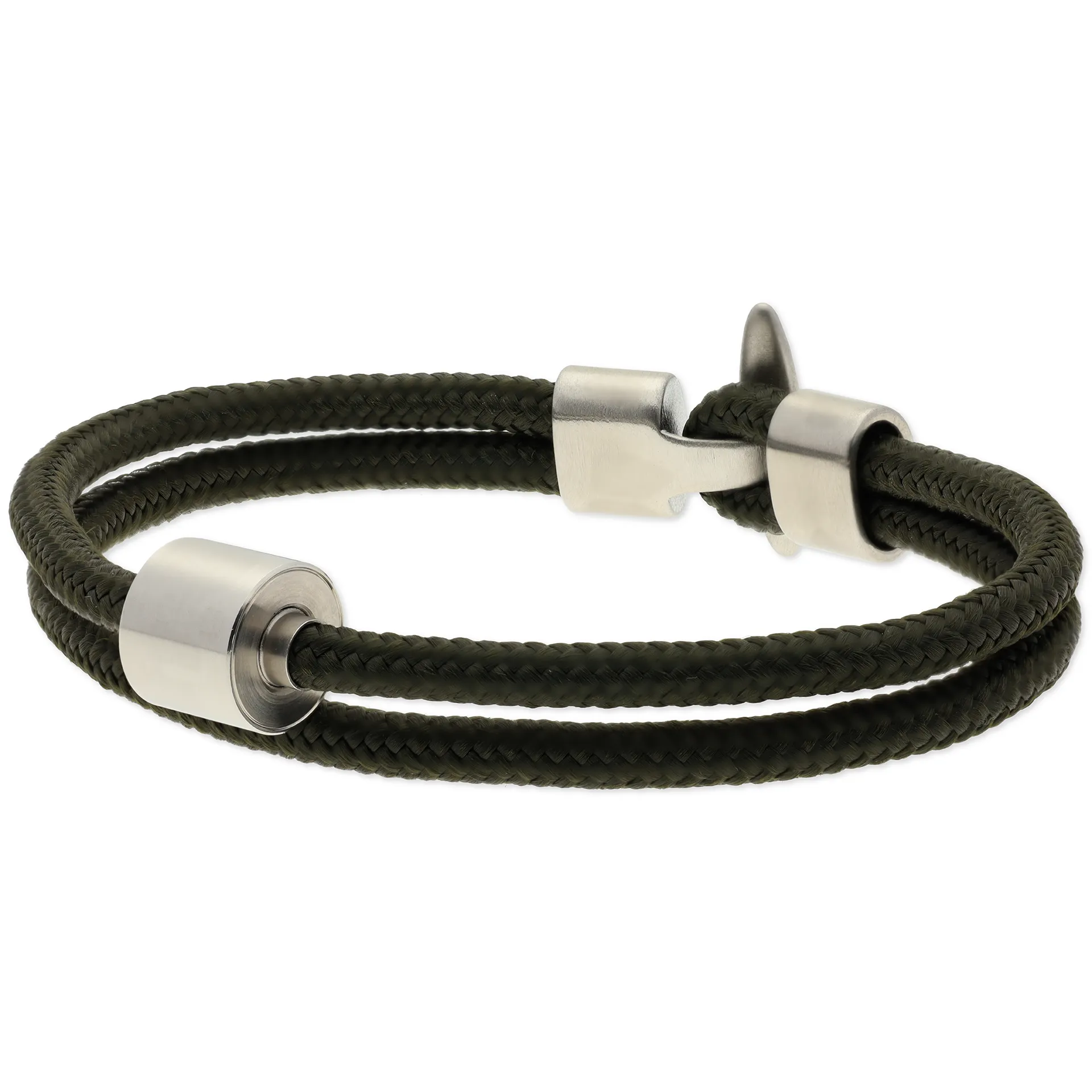 Heren as armband/assieraad koord nato groen & RVS ashouder