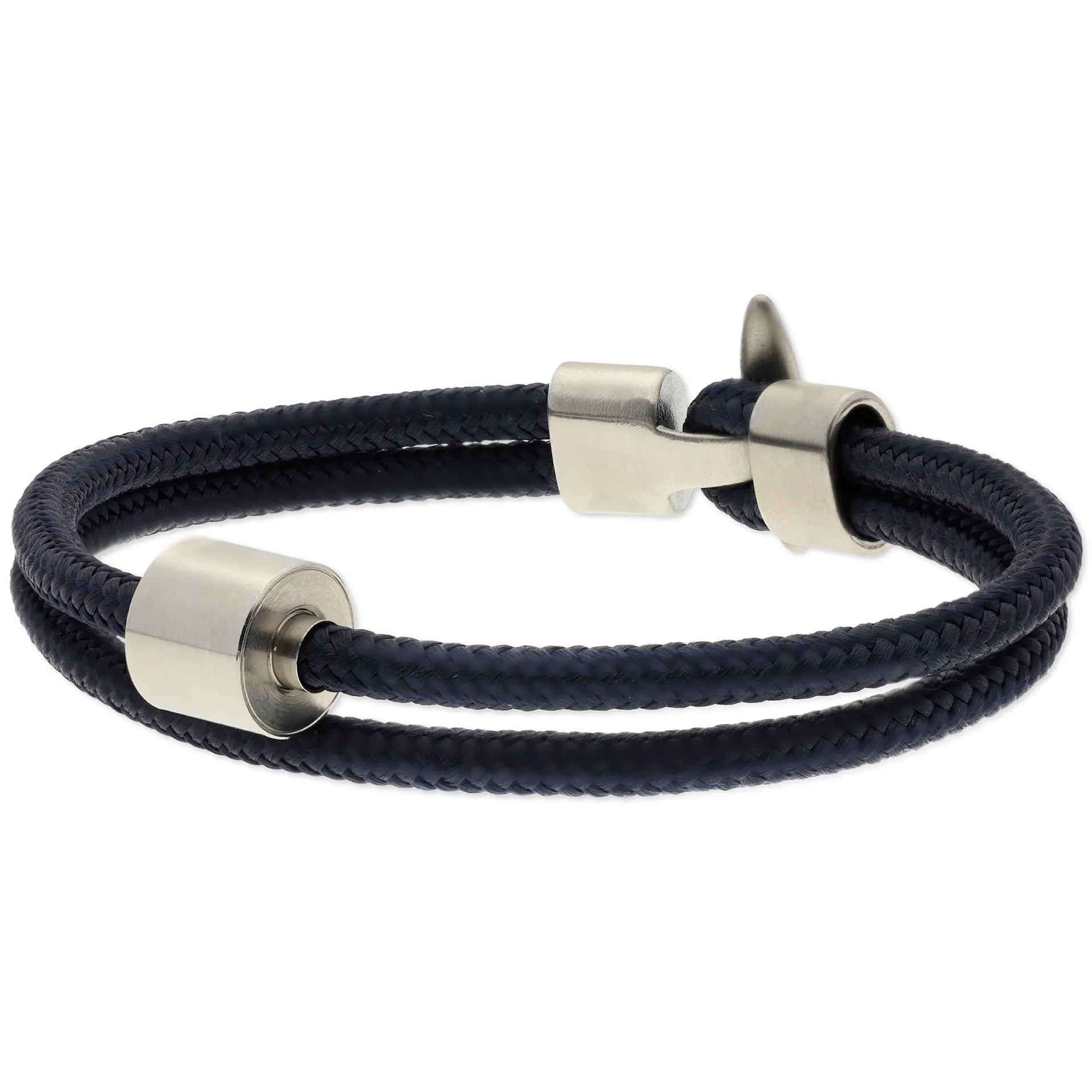 Heren as armband/assieraad koord marineblauw & RVS ashouder