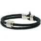 Heren as armband/assieraad koord zwart-petrol & RVS ashouder