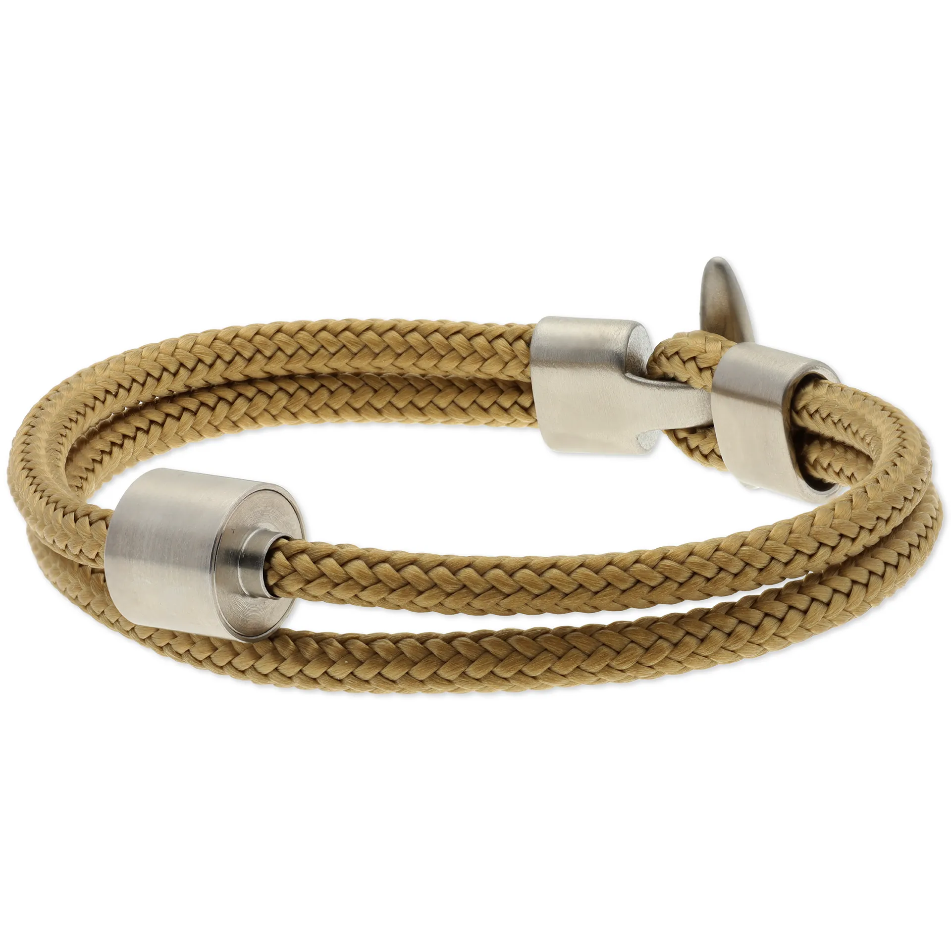 Heren as armband/assieraad koord goudzand & RVS ashouder