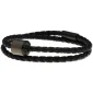 Heren as armband/assieraad gevlochten leer zwart & RVS ashouder
