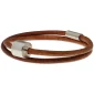 Heren as armband/assieraad leer cognac & RVS ashouder