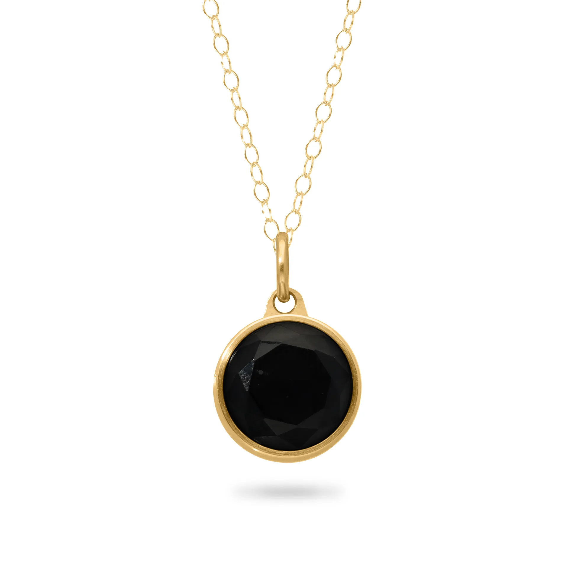 Ashanger / assieraad zwarte onyx facet goud