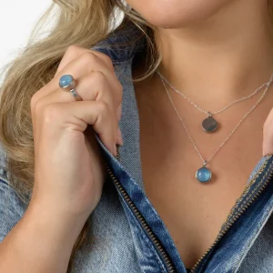 Ashanger / assieraad blauw agaat edelstaal - Afbeelding 3