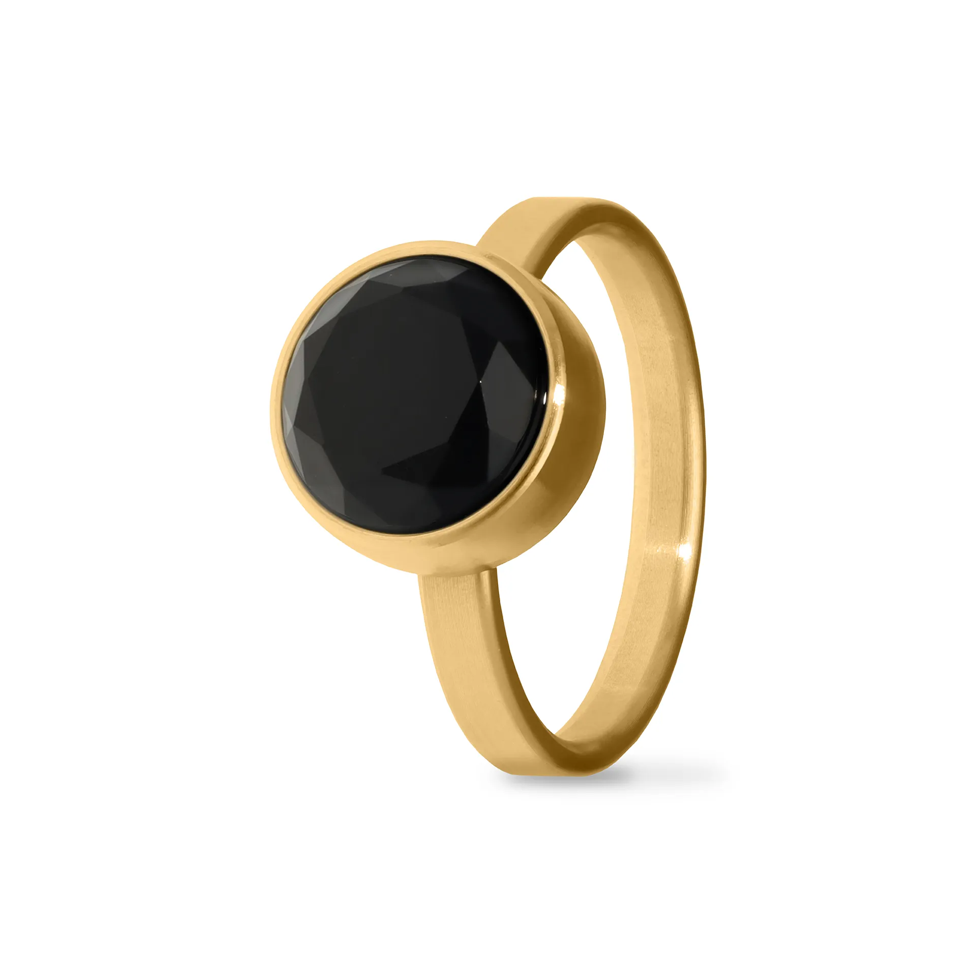 Ring / assieraad zwarte onyx facet goud