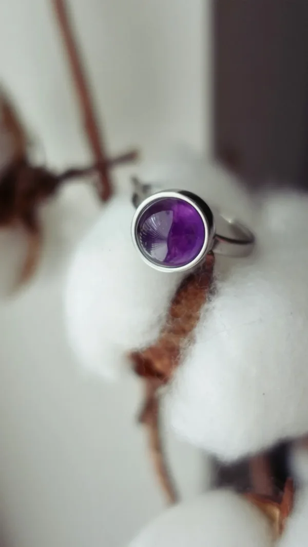 Ring / assieraad amethist edelstaal 2