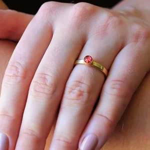 Birthstone ring / assieraad juli robijn edelsteen goud - Afbeelding 3