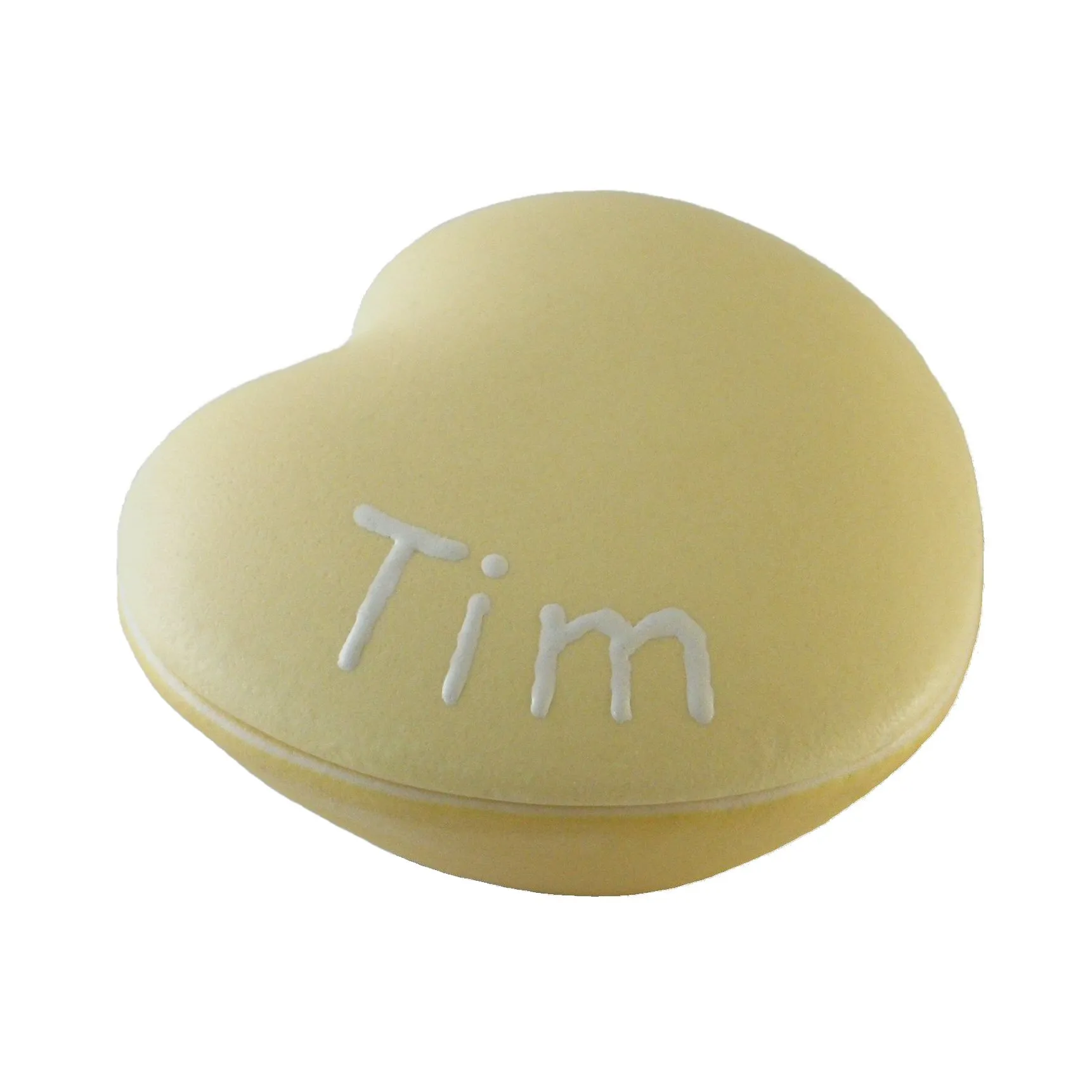 Mini hartje geel met naam