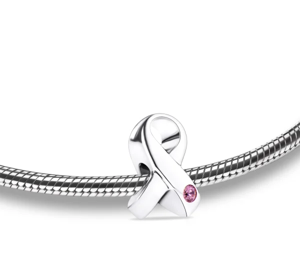 Awareness™ asbedel/assieraad zilver met roze zirkonia