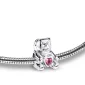 CuddleBear™ asbedel/assieraad zilver beertje met roze zirkonia