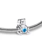 CuddleBear™ asbedel/assieraad zilver beertje met blauwe zirkonia
