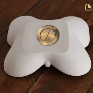 Vlinder met hart porseleinen mini-urn wit - Afbeelding 3