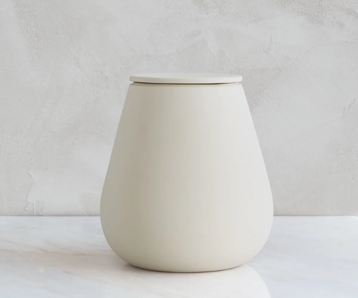 Keramische urn Athos zacht beige eco engobe