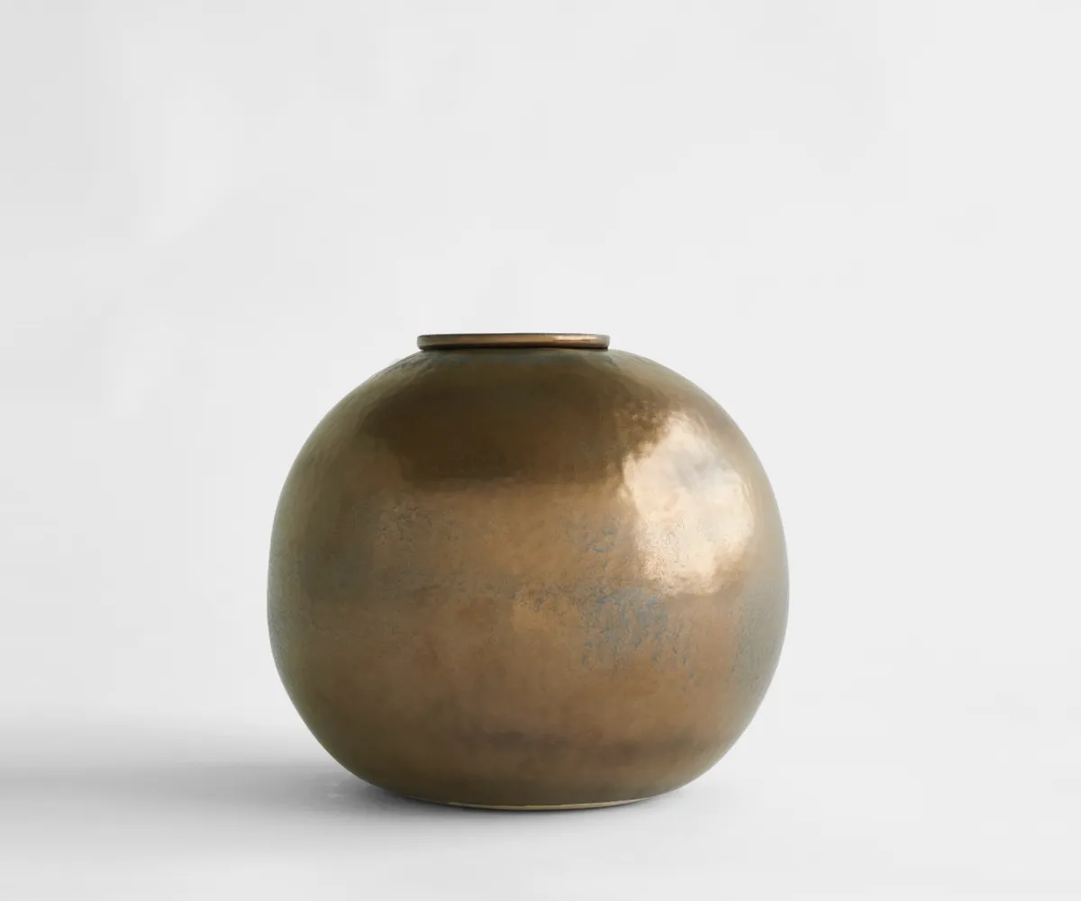 Keramische urn Diona koperkleurig metallic keramiek