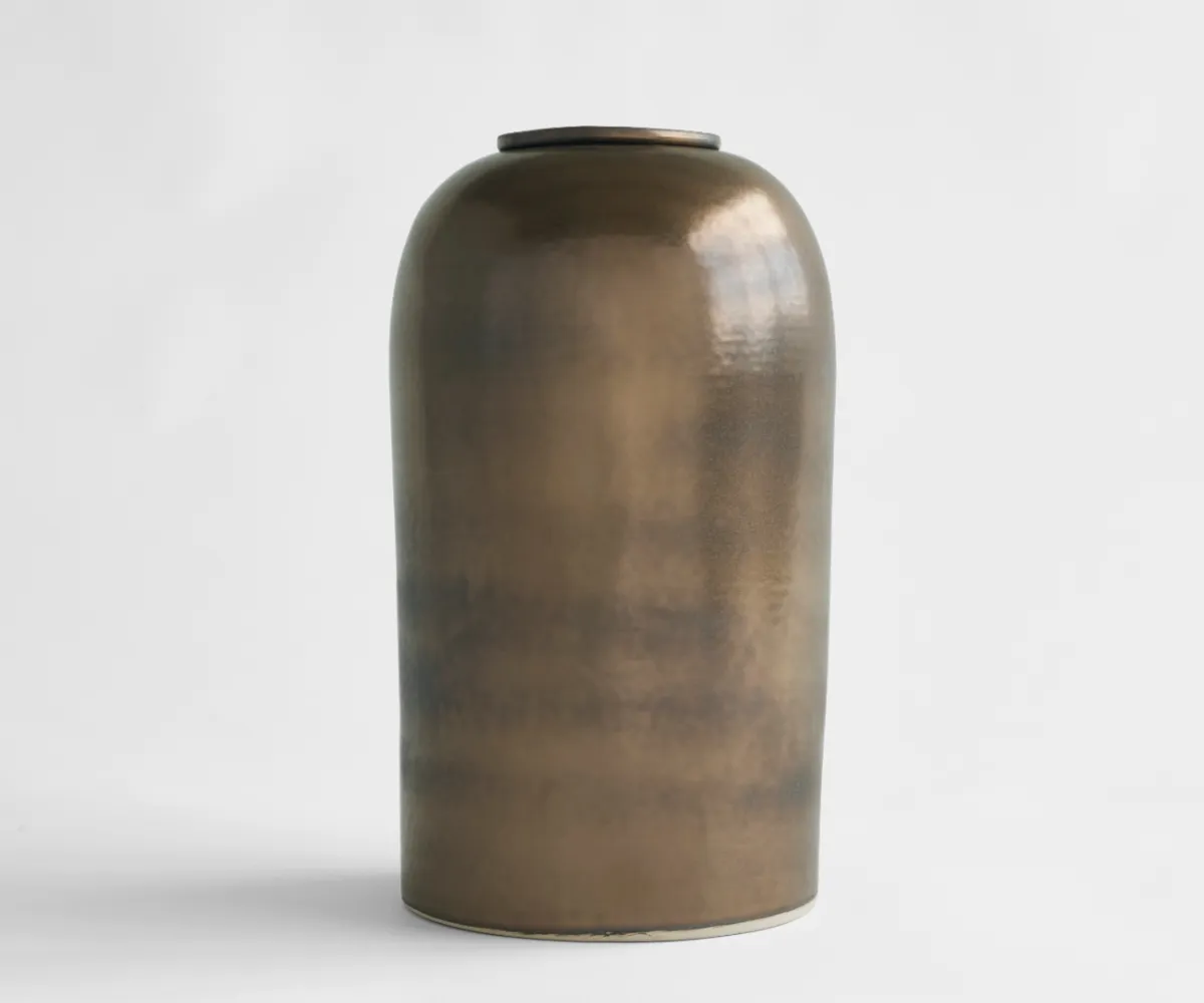 Keramische urn Pelion koperkleurig metallic keramiek