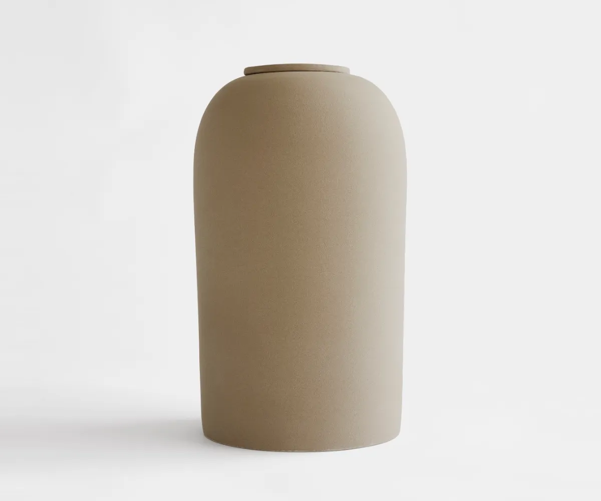 Keramische urn Pelion zandkleurig eco engobe