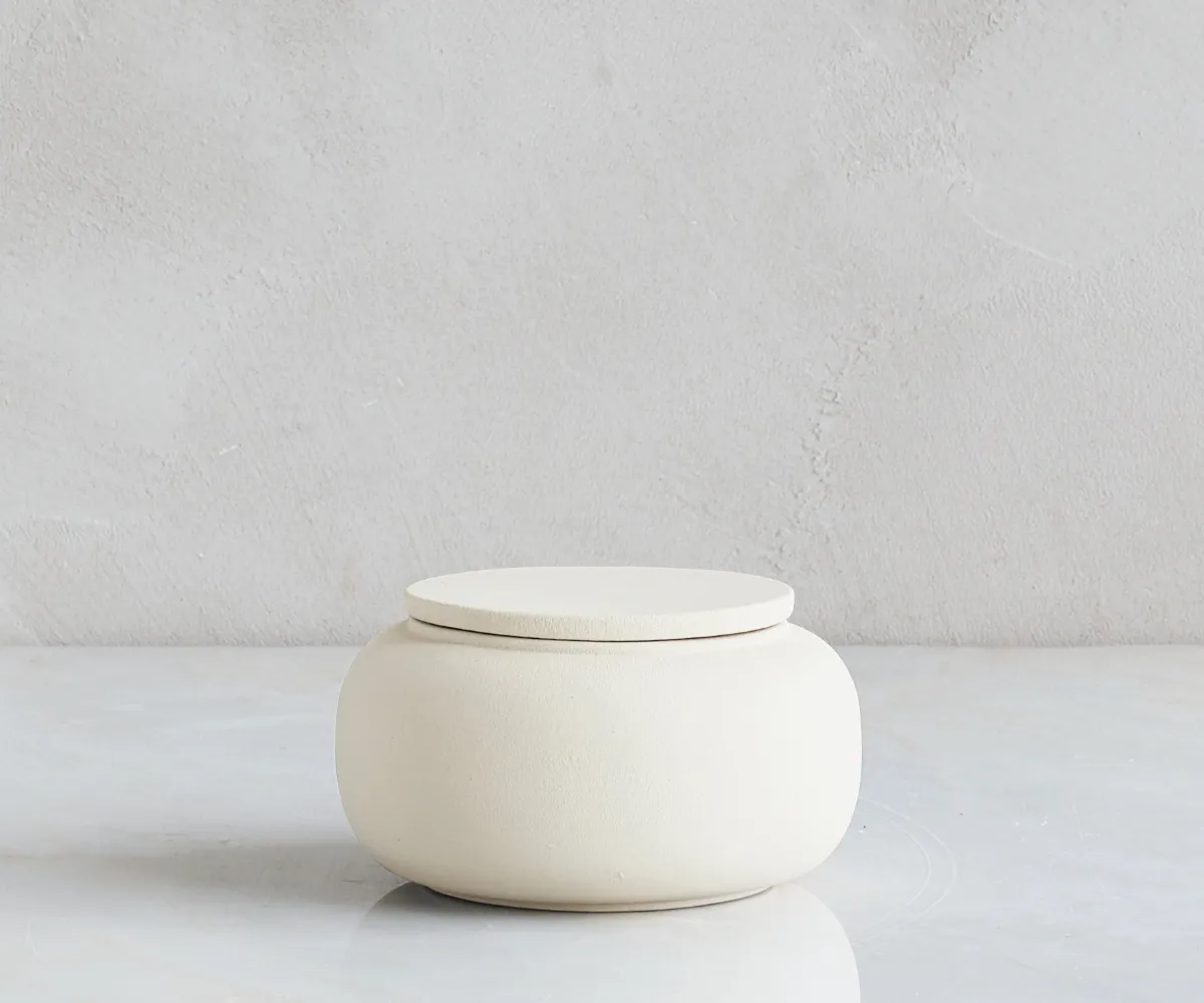 Keramische mini urn Seres zacht beige eco engobe
