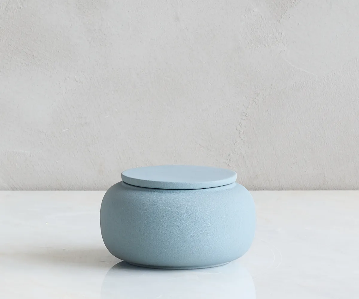 Keramische mini urn Seres grijsblauw eco engobe