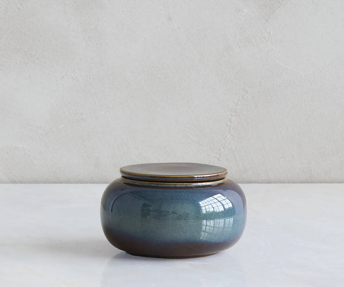 Keramische mini urn Seres groen & blauw keramiek