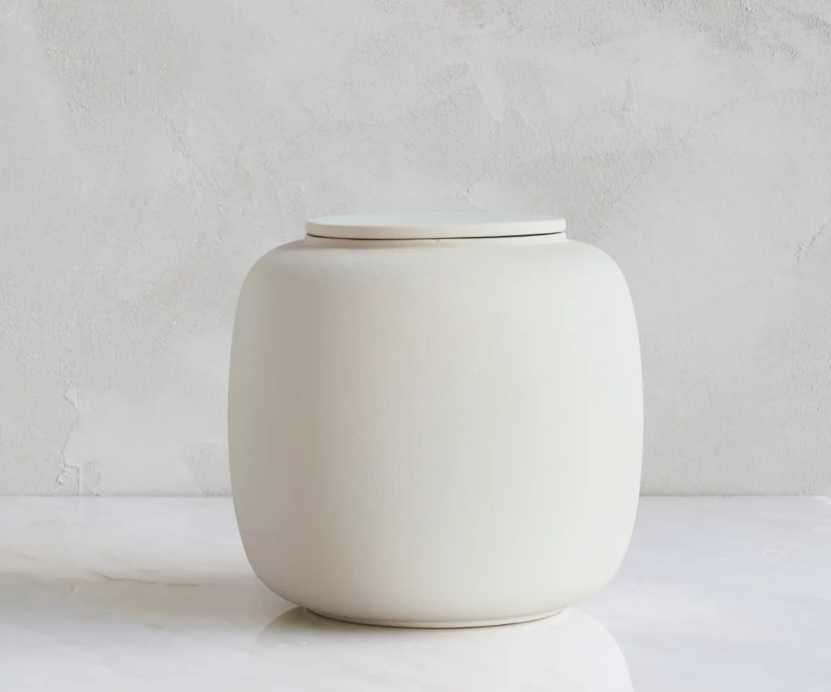 Keramische urn Seres zacht beige eco engobe