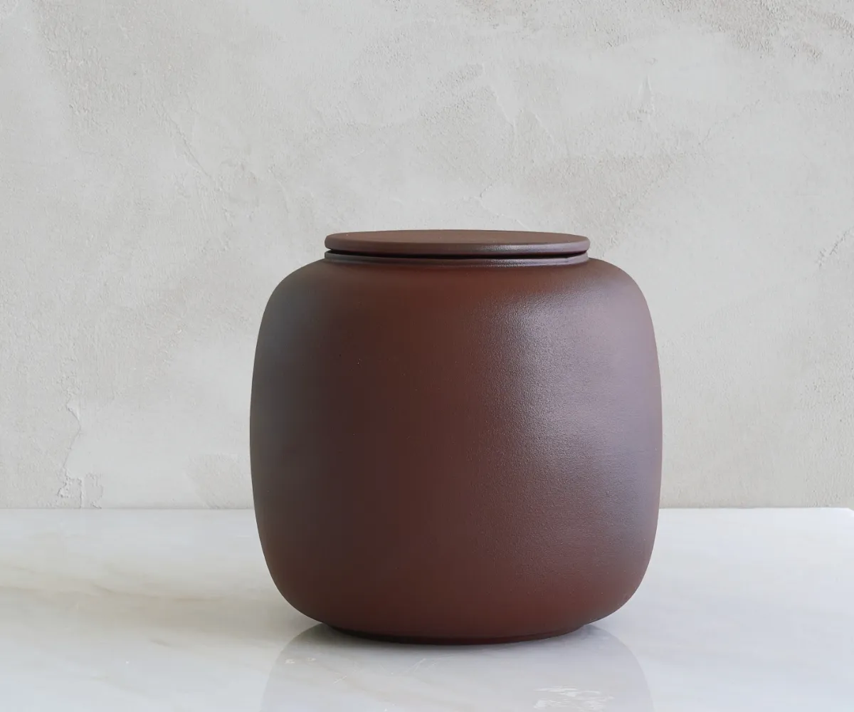 Keramische urn Seres roodbruin eco engobe
