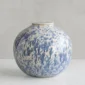 Keramische urn Veda wit & blauw gespikkeld keramiek