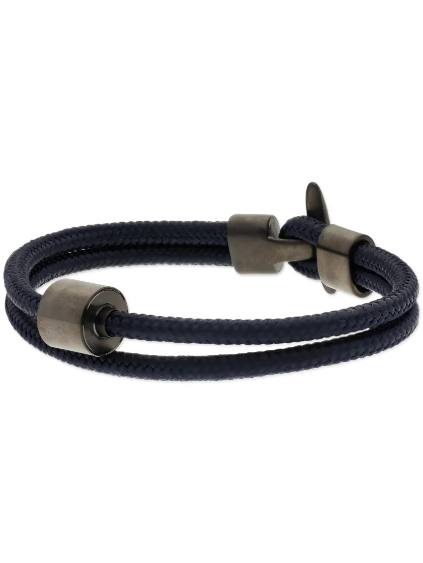 Heren as armband/assieraad koord marineblauw & RVS ashouder