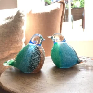 Mini urn vogel meerkleurig kristalglas