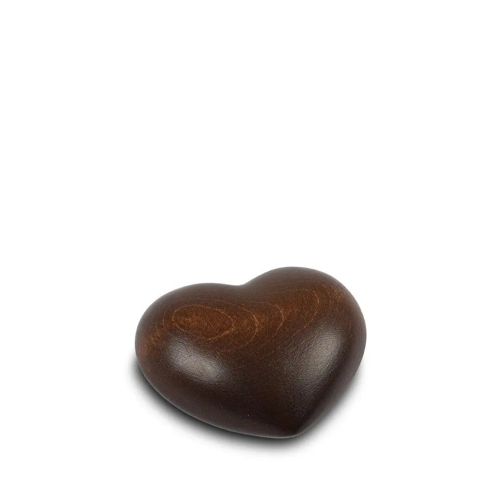 Hart mini-urn hout donker gebeitst