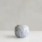Keramische kleine urn Seres wit & blauw gespikkeld keramiek