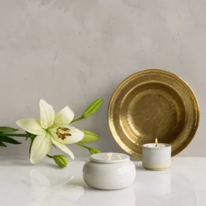 Keramische mini urn Seres wit gespikkeld keramiek 2
