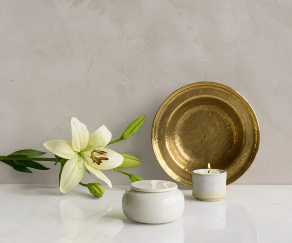 Keramische mini urn Seres wit gespikkeld keramiek 2