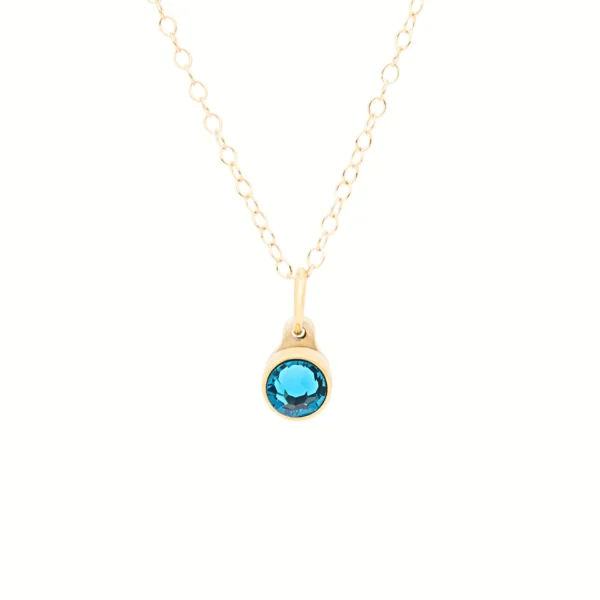 Birthstone ashanger / assieraad december blauwe topaas goud