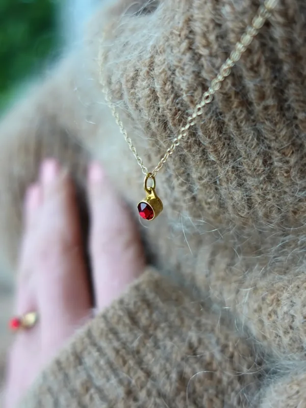 Birthstone ashanger / assieraad januari granaat goud model