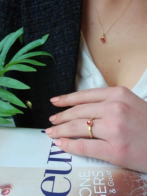 Birthstone ashanger / assieraad juli robijn goud model