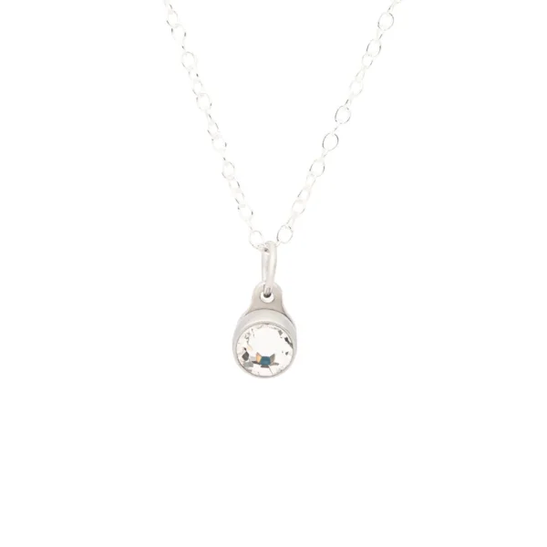Birthstone ashanger / assieraad april diamant edelstaal