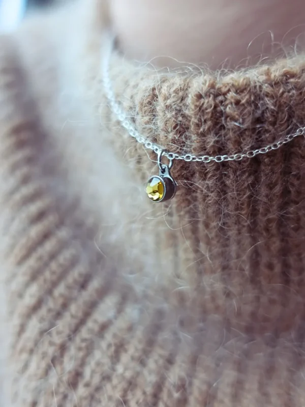Birthstone ashanger / assieraad november citrien edelstaal model