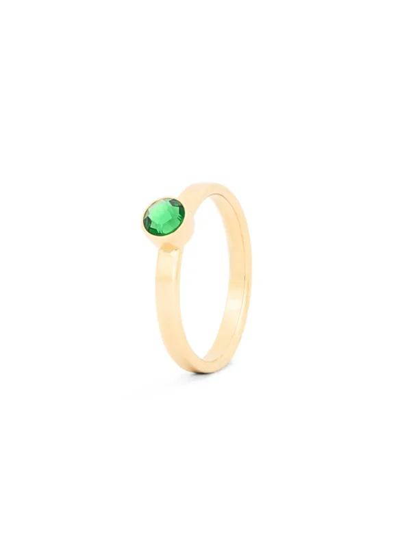 Birthstone ring / assieraad augustus groene peridoot goud tadblu