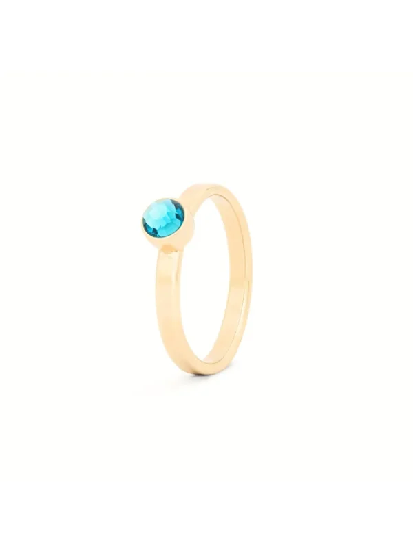 Birthstone ring / assieraad december blauwe topaas goud tadblu