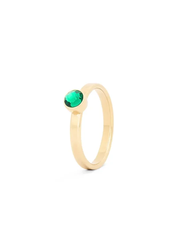 Birthstone ring / assieraad mei smaragd edelsteen goud tadblu
