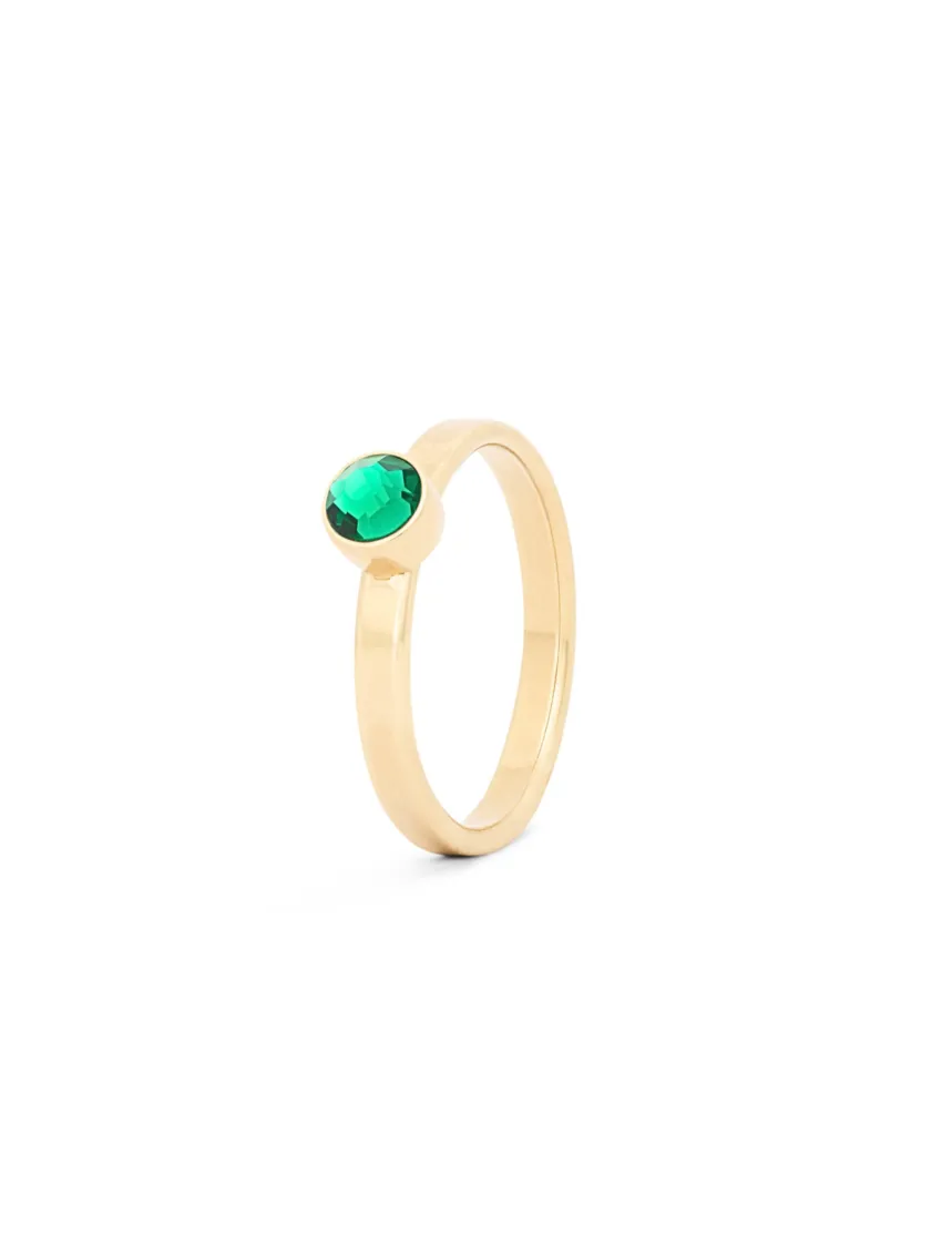 Birthstone ring / assieraad mei smaragd edelsteen goud tadblu
