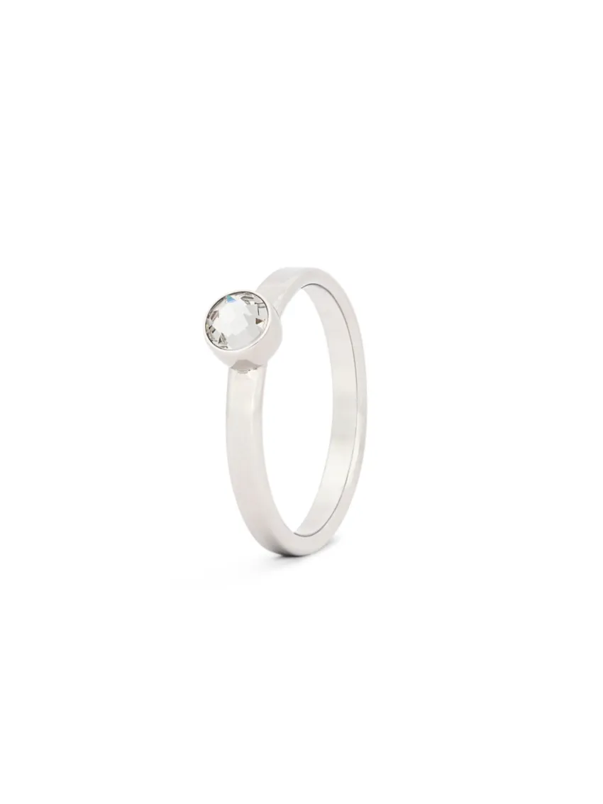 Birthstone ring / assieraad april diamant edelstaal tadblu
