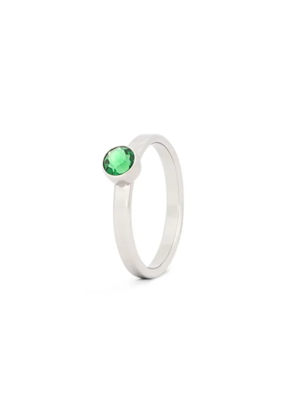 Birthstone ring / assieraad augustus groene peridoot edelstaal tadblu