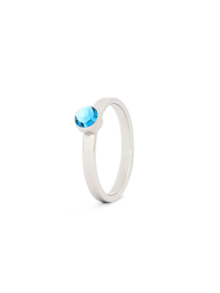 Birthstone ring / assieraad december blauwe topaas edelstaal tadblu