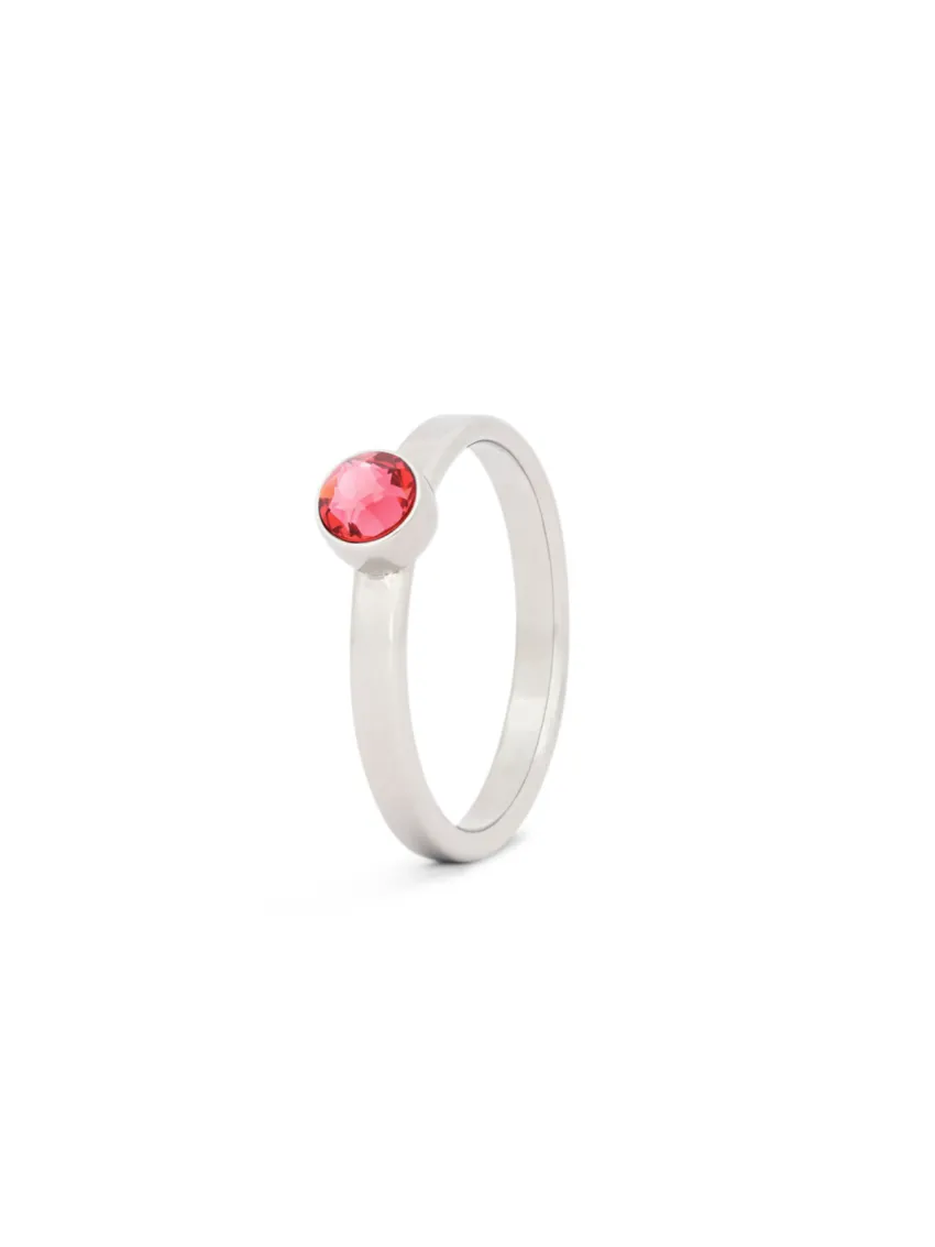 Birthstone ring / assieraad juli robijn edelstaal tadblu