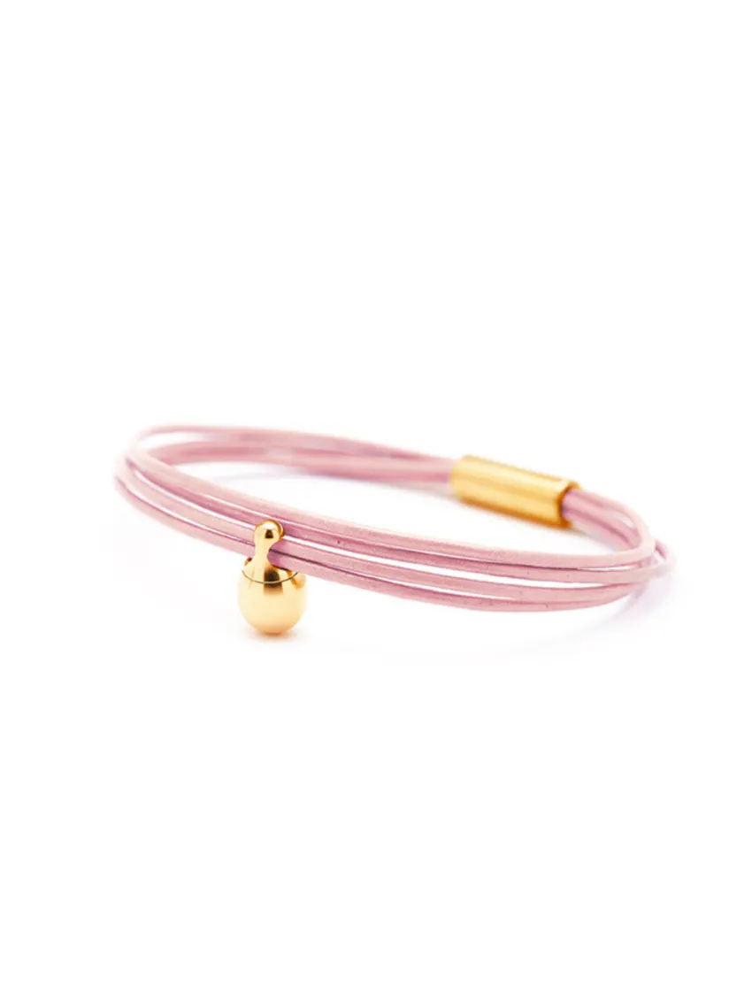 Charm as armband / assieraad roze goud tadblu
