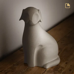 Hond porseleinen dierenurn bruin voorzijde