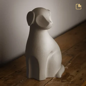 Hond porseleinen dierenurn bruin profile