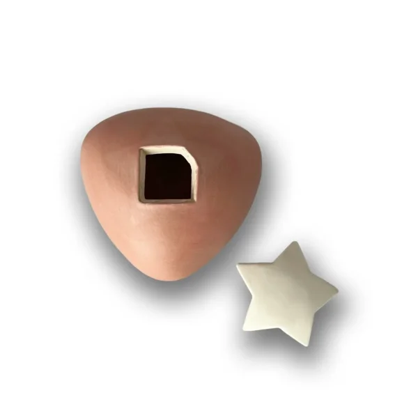 Keramische kinderurn Ster roze open